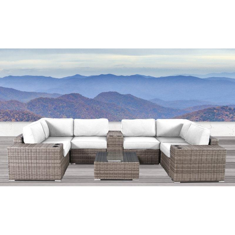 Karışık Gri Rattan Sunbrella Minderli 12 Parça Modüler Köşe Bahçe Takımı - 212910