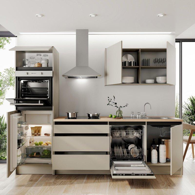 Kaşmir Rengi Sunta Meşe Kulplu Modüler Mutfak Ünitesi - 273 cm - 185819