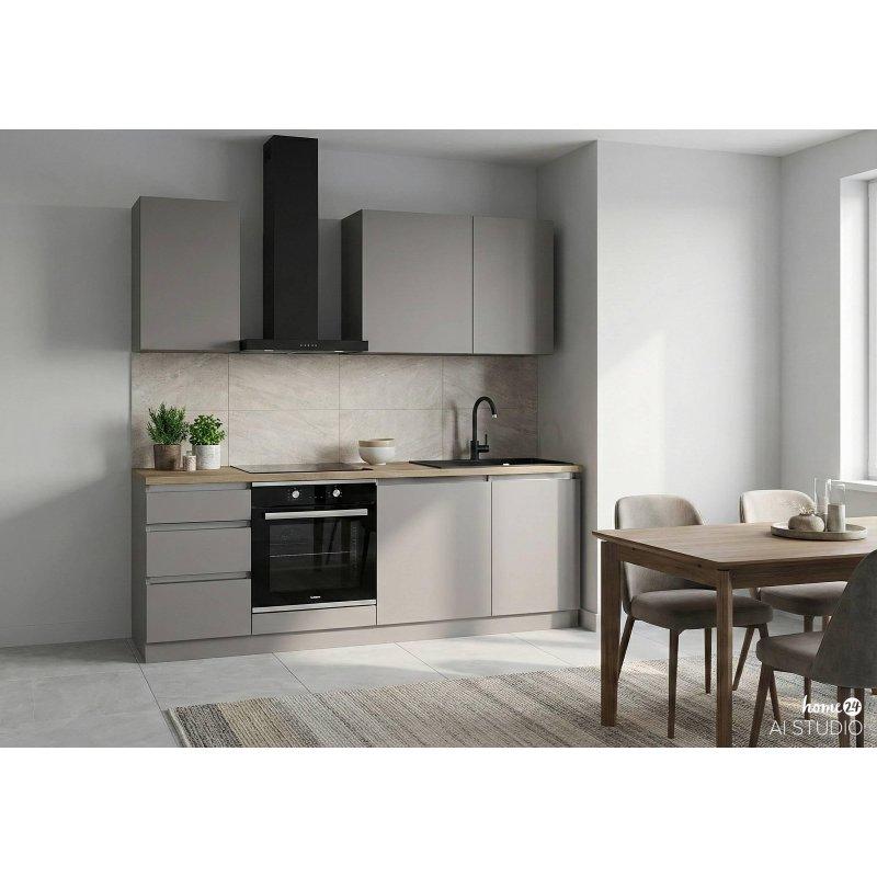 Kaşmir Rengi Sunta Yavaş Kapanır Mutfak Modeli Sonoma Meşe Tezgahlı - 210 cm - 185789