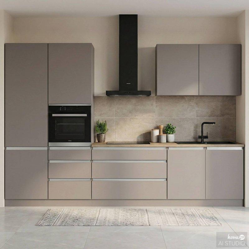 Kaşmir ve Sonoma Rengi Sunta Kendiliğinden Kapanan Tezgahlı Mutfak Modeli - 330 cm - 185828