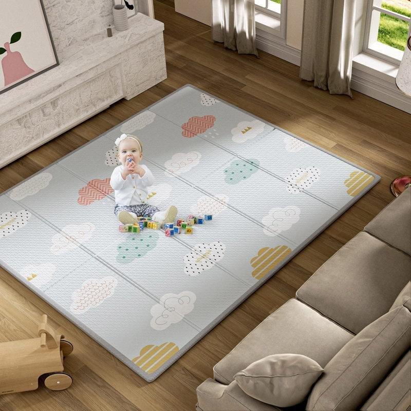 Katlanabilir Çift Taraflı Su Geçirmez XPE Köpük Oyun Halısı - 150x181 cm - 182492