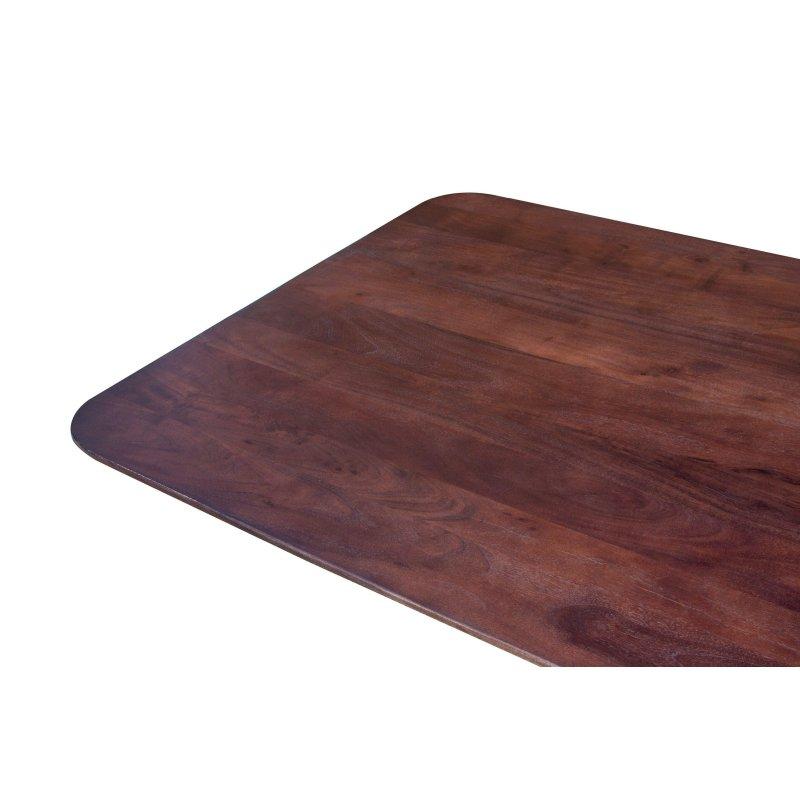 Kestane Masif Akasya Siyah Metal Örümcek Ayaklı Yuvarlatılmış Köşeli Bohem Yemek Masası - 160x85 cm - 236104