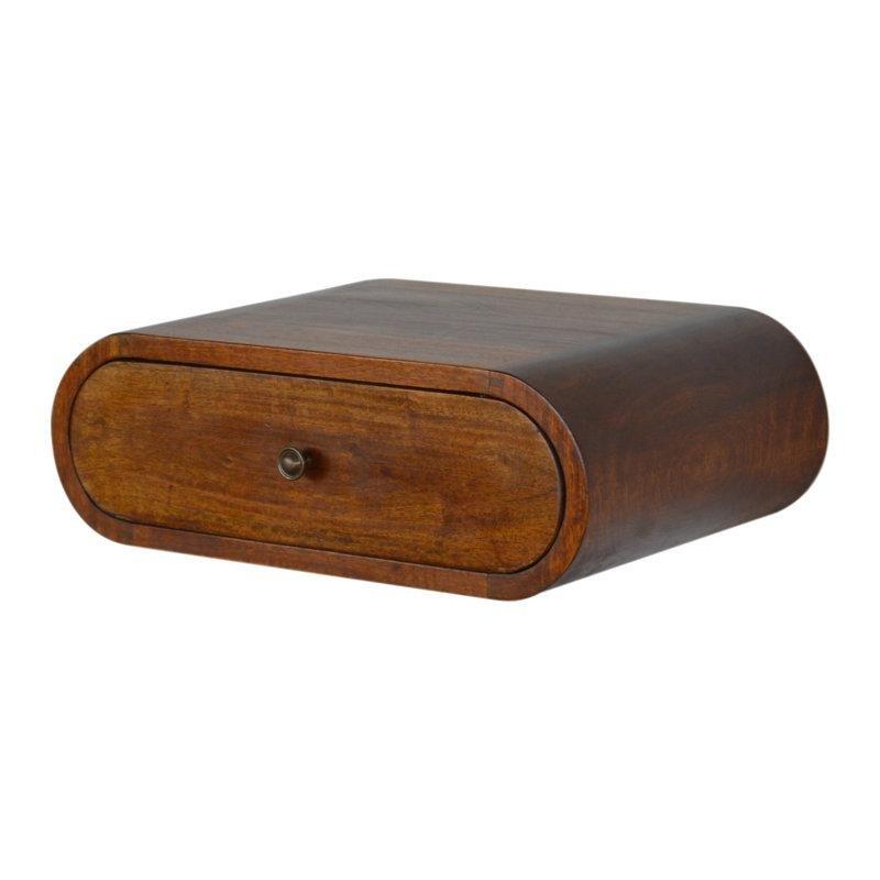 Kestane Rengi Masif Mango Ağacı Duvara Monte Tek Çekmeceli Komodin - 45 cm - 224031