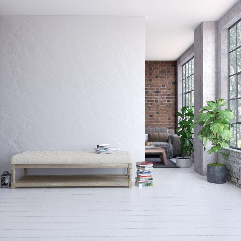 Keten Döşemeli Masif Meşe Kapitoneli Sandıklı Bench - 150 cm - 164248