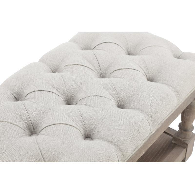 Keten Döşemeli Masif Meşe Kapitoneli Sandıklı Bench - 150 cm - 164248
