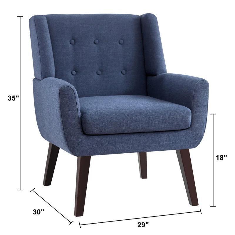 Keten Karışımı Kapitoneli Masif Ahşap Ayaklı 4lü Set Berjer Koltuk - 74 cm - 203346