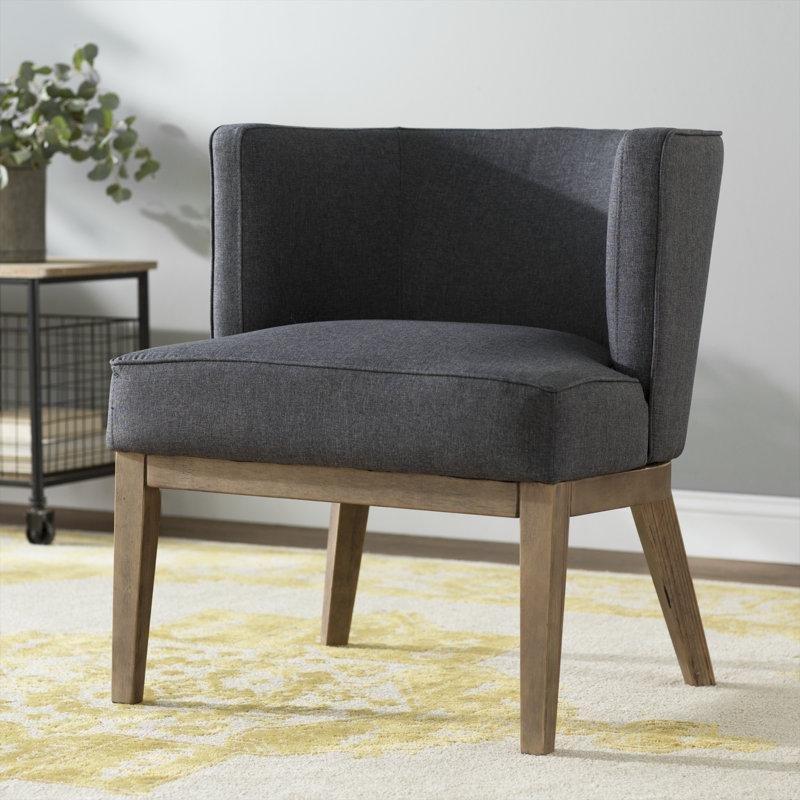 Keten Kumaş Döşemeli Ahşap Ayaklı Fıçı Tasarım Tekli Koltuk - 204386