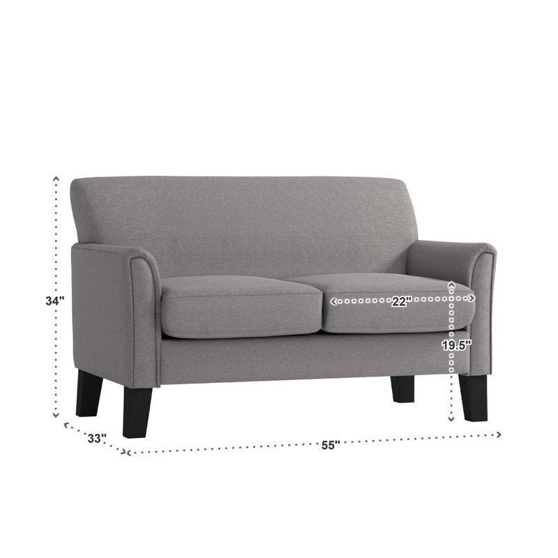 Keten Kumaş Masif Ahşap Genişleyen Kollu İkili Koltuk - 140 cm - 205570