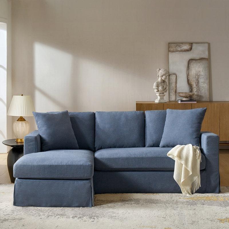 Keten Kumaş Yıkanabilir Kılıflı Yönü Değiştirilebilir Uzanma Modüllü Köşe Koltuk - 216 cm - 194748