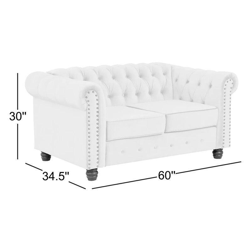 Keten Masif Ahşap Kapitoneli Chesterfield İkili Koltuk - 153 cm - 207195