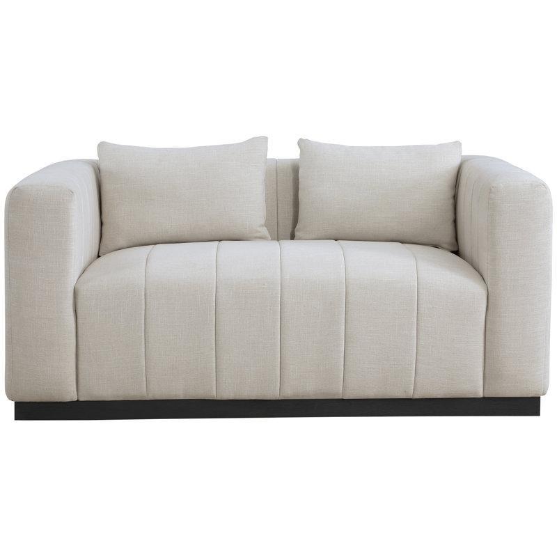 Keten Masif Ahşap Kapitoneli İkili Koltuk - 171x92x73 cm - 206382
