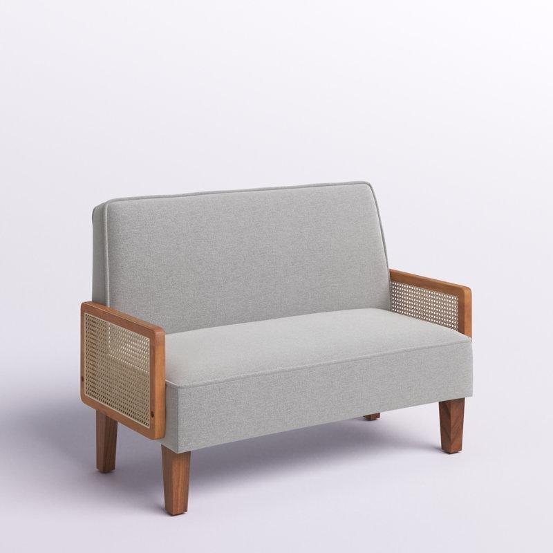 Keten Masif Ahşap Rattan Kollu İkili Koltuk - 110 cm - 205680