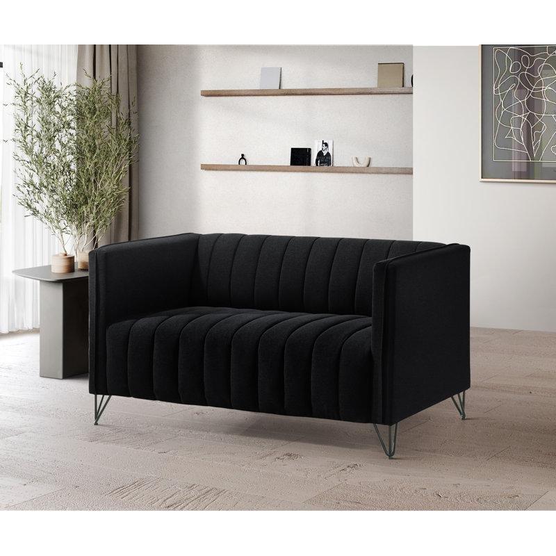 Keten Metal Ayaklı Dikey Kapitone İkili Koltuk - 133x78x73 cm - 207402