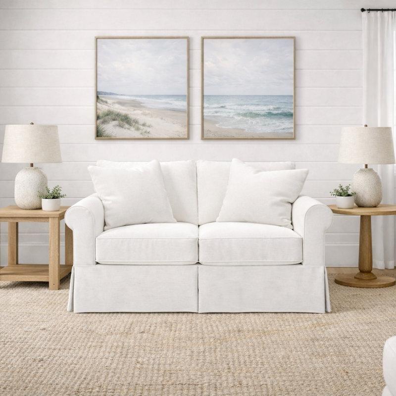 Kılıflı Kıvrık Kollu Masif ve Endüstriyel Ahşap İkili Koltuk - 161 cm - 196299