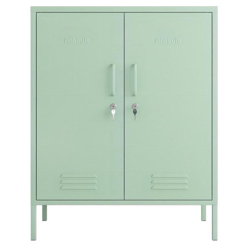 Kilitli 2 Kapaklı Metal Ayakkabılık Dolabı Ayarlanabilir Raflı - 81x39x102 cm - 227607