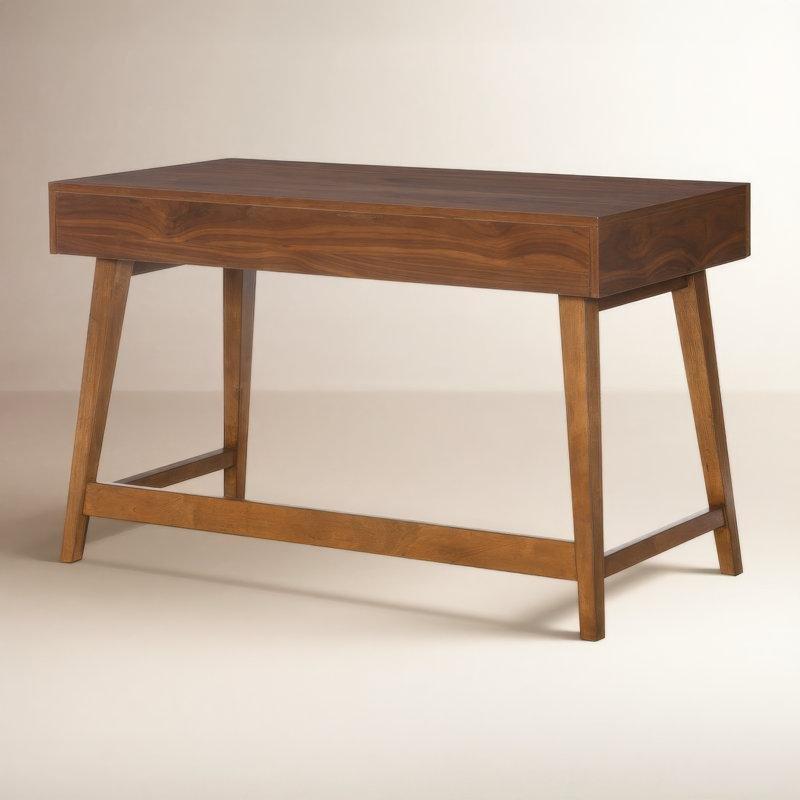 Kiraz Masif Kauçuk Ağacı Tek Çekmeceli Payanda Tabanlı Vintage Çalışma Masası - 122x61 cm - 234546