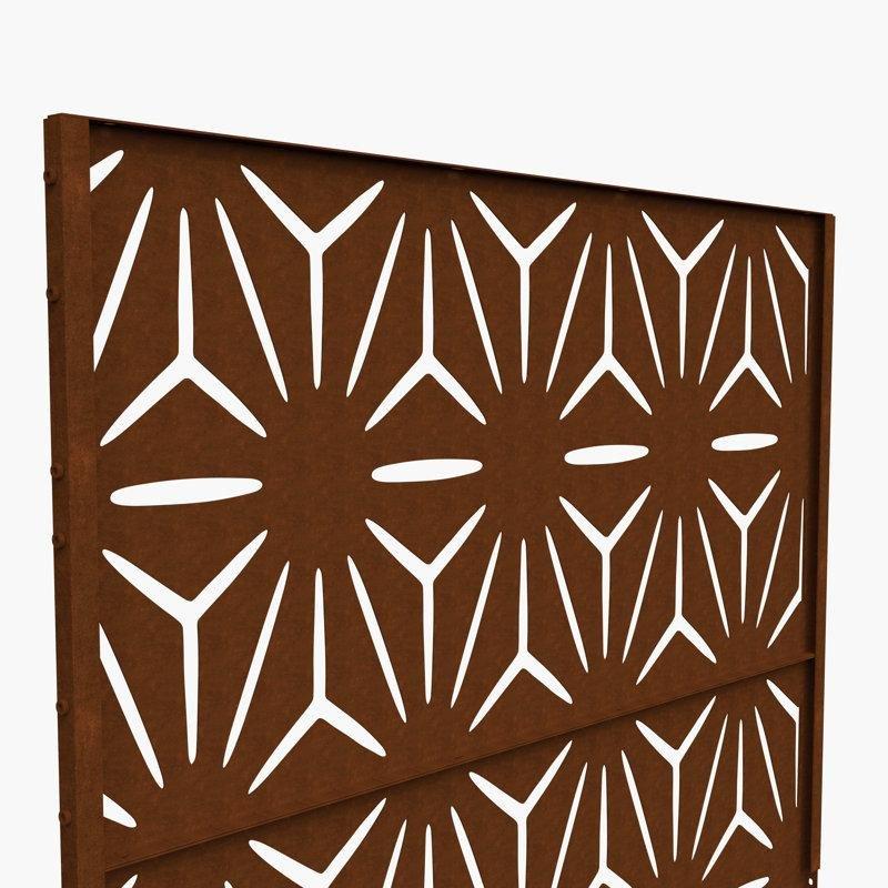 Kiremit Kırmızısı Galvanizli Çelik Lazer Kesim 2li Set Bahçe Paravanı - 120x191 cm - 173881