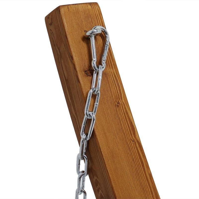 Kırmızı Kahverengi Masif Ahşap Kavisli İki Kişilik Minderli Ayaklı Hamak - 362 cm - 178502