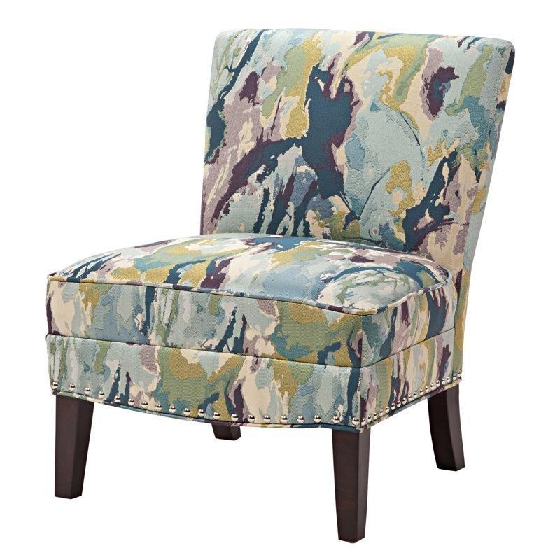Kırmızı Polyester Kumaş Masif Ahşap Gümüş Zımba Detaylı Kolçaksız Tekli Koltuk - 68 cm - 204908