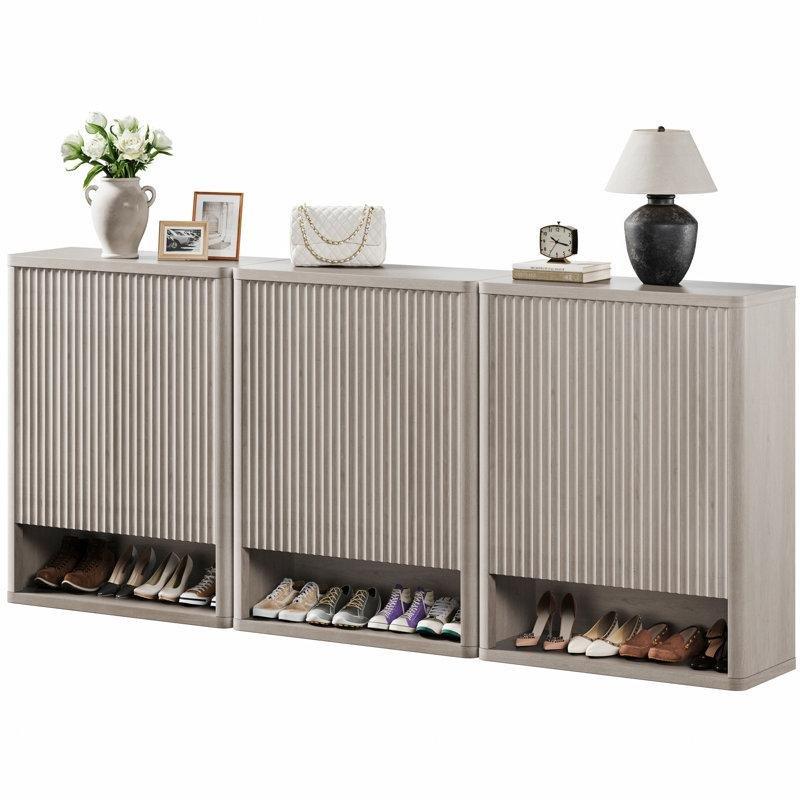 Kızılağaç Ayarlanabilir Raflı Dokulu Kapaklı 24 Çift Kapasiteli Ayakkabılık Dolabı - 89x38x115 cm - 228579