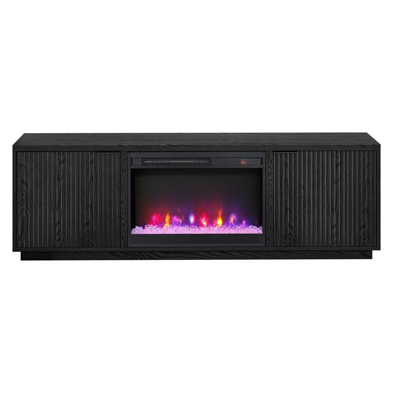Kızılağaç Kahverengi MDF Dokulu Kapaklı Elektrikli Şömineli Tv Ünitesi - 178 cm - 221207