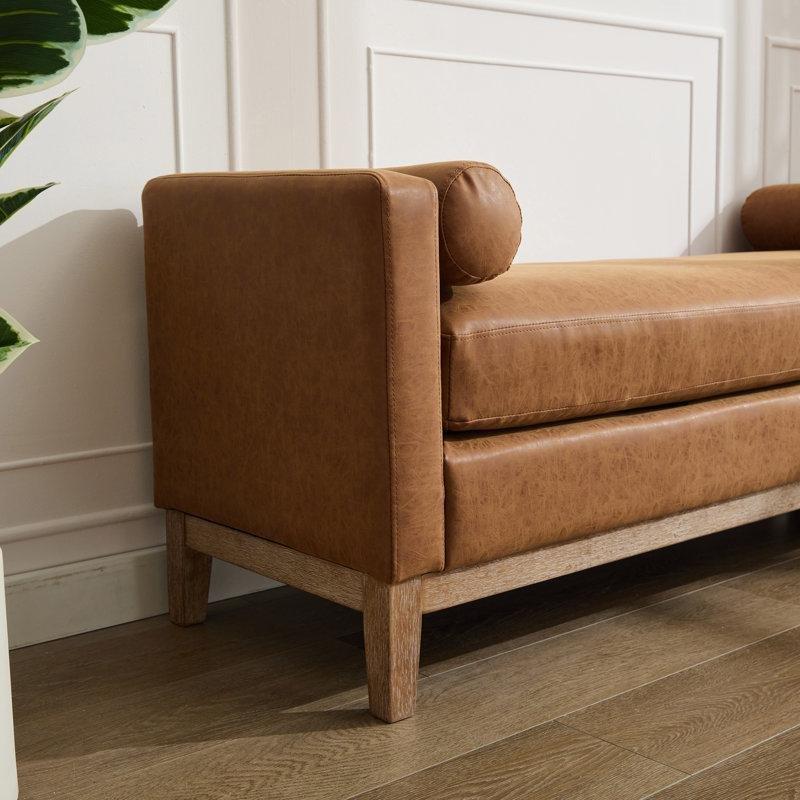 Kolçaklı Polyester Döşemeli Masif Ahşap Ayaklı Bench - 169 cm - 164452