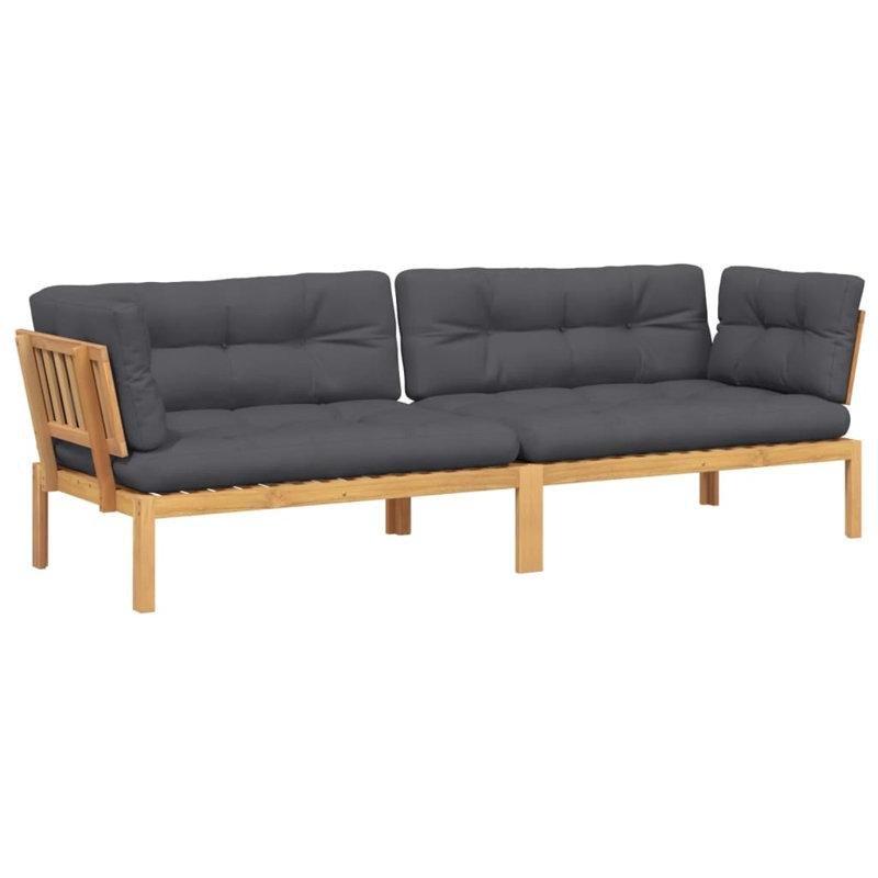 Kömür Rengi Masif Akasya Ahşap Modüler Palet Koltuk - 133x92 cm - 177539