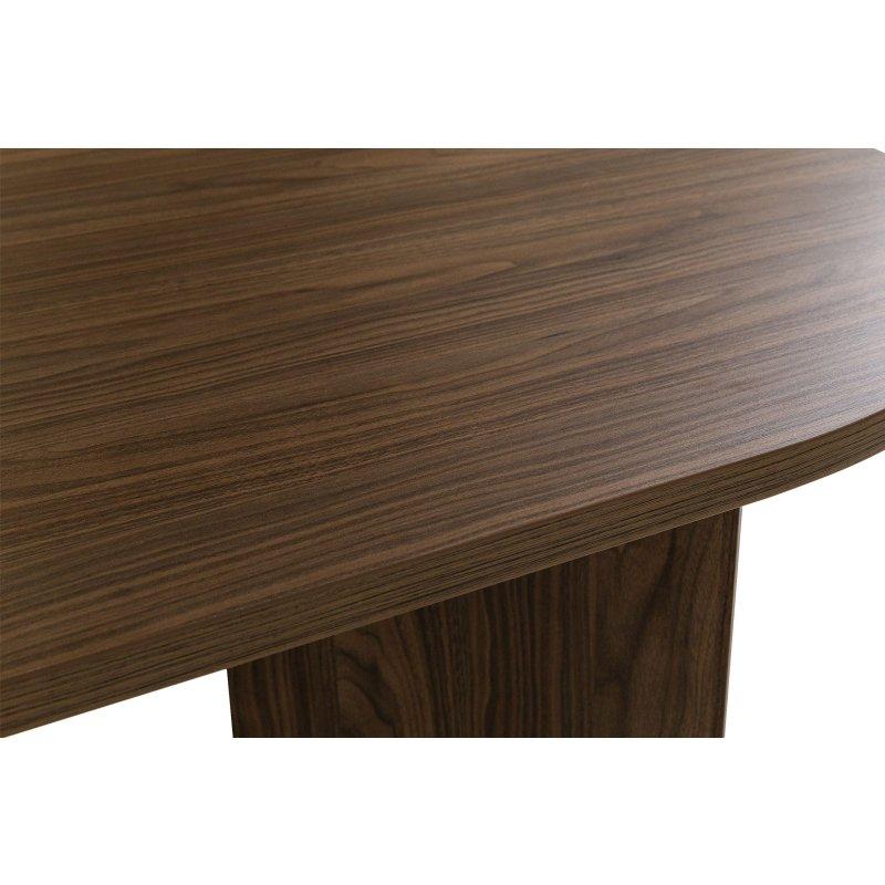 Koyu Ceviz Ahşap Dokulu Oval V Ayaklı Bohem Yemek Masası - 204x90 cm - 235807