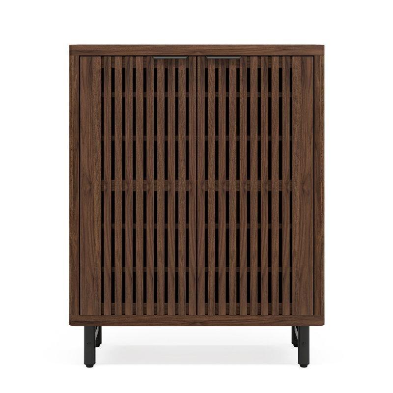 Koyu Ceviz MDF 6 Raflı Panjur Kapaklı Ayakkabılık - 85x35x110 cm - 227046