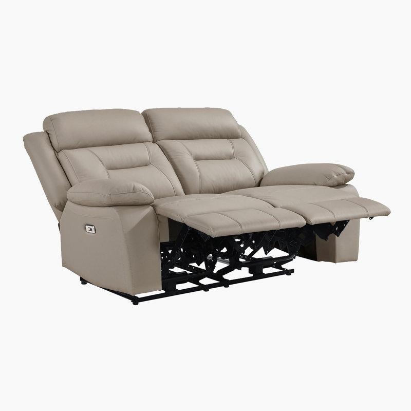 Koyu Gri Deri Elektrikli Recliner USB Girişli İkili Koltuk - 159 cm - 207083