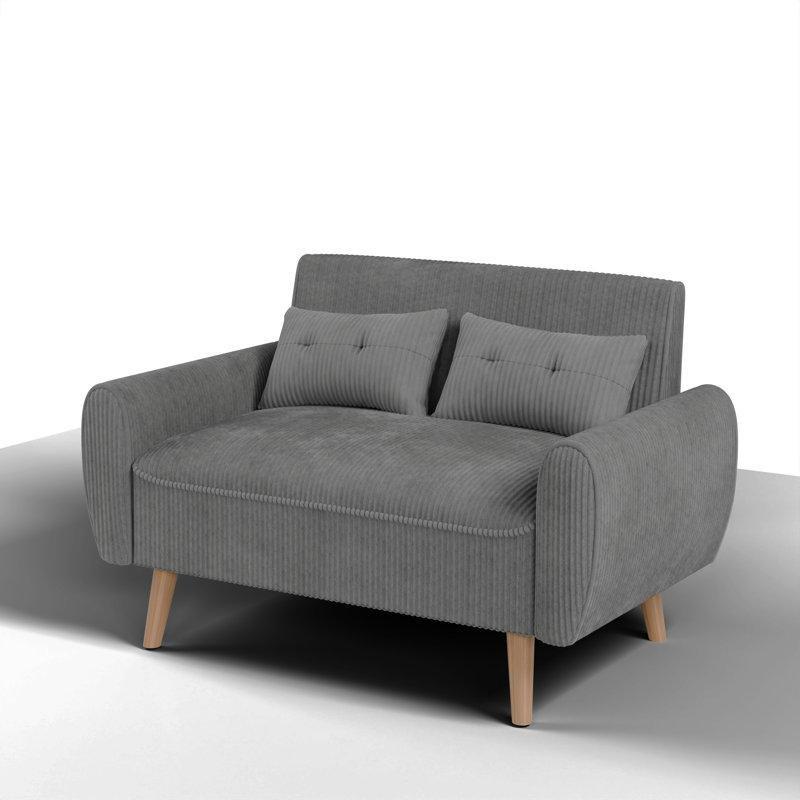 Koyu Gri Fitilli Kadife Kapitone İkili Koltuk - 120 cm - 207958