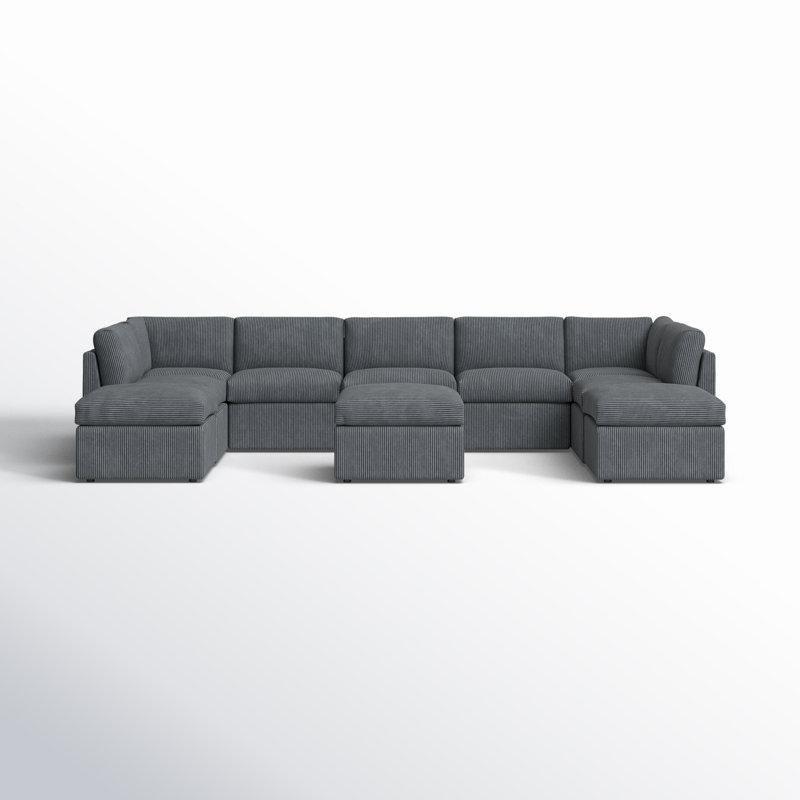Koyu Gri Kadife Kumaş Modüler 10 Kişilik U Köşe Koltuk Takımı - 407x243 cm - 194718