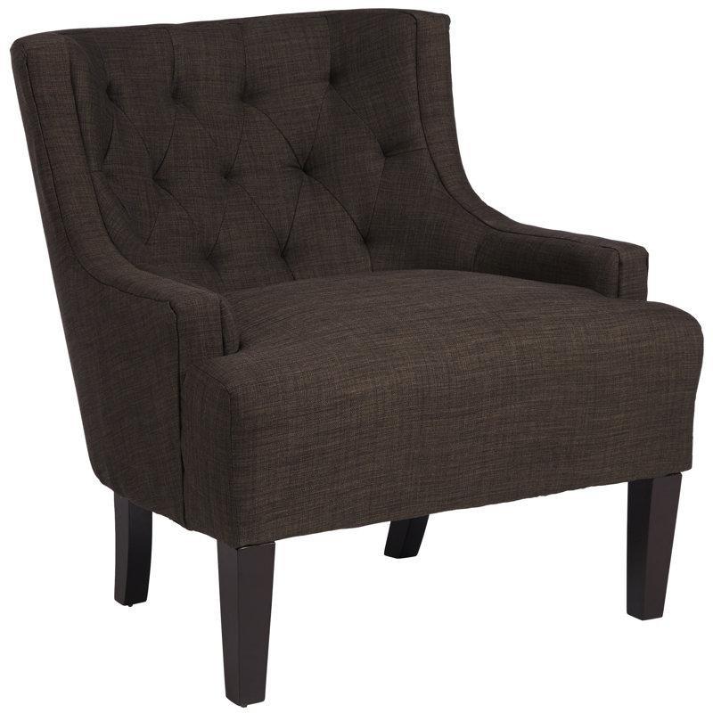 Koyu Gri Keten Kapitoneli Masif Ahşap Kulaklı Tekli Koltuk - 203218