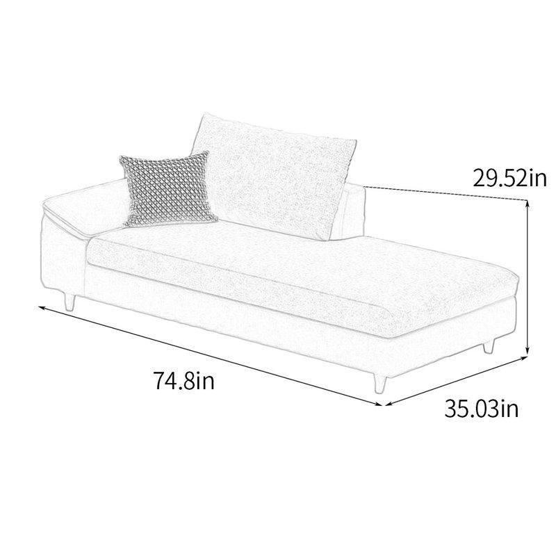 Koyu Gri Keten Karışımı Kumaş Tek Kollu Masif Ahşap İskeletli Josephine Koltuk - 190 cm - 190256