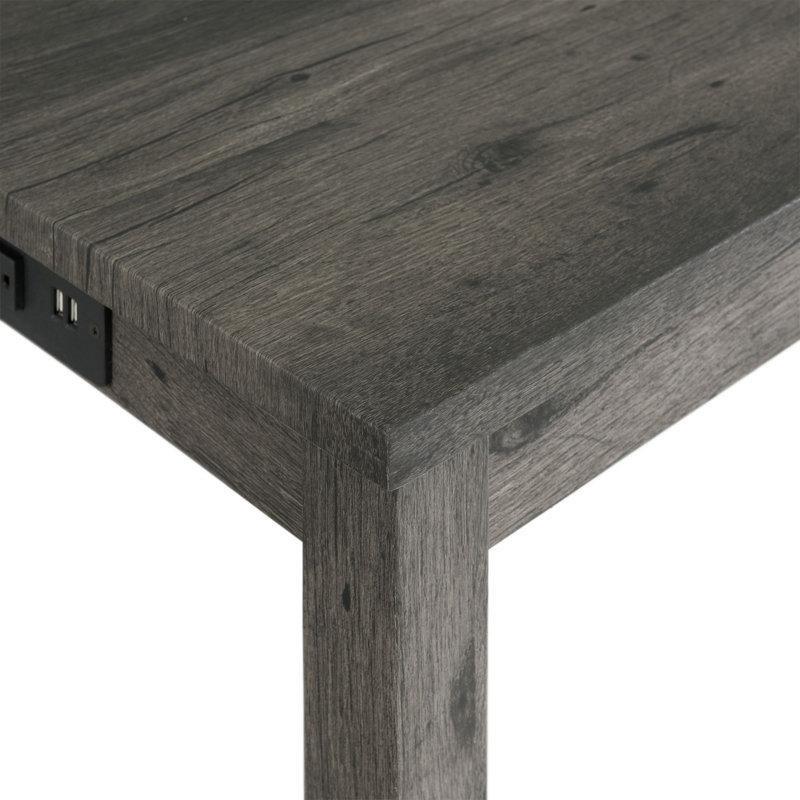 Koyu Gri Masif Ahşap ve MDF USB Portlu 3 Tabureli Raflı Koltuk Arkası Dresuar - 153 cm - 218329