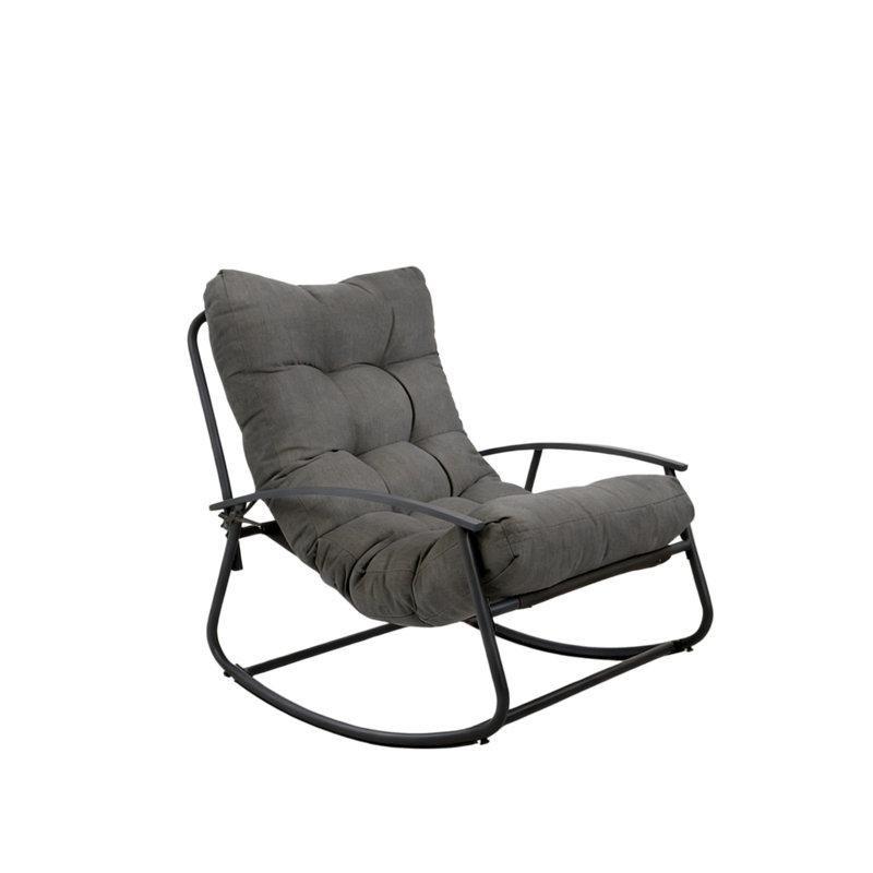 Koyu Gri Metal Ergonomik Kalın Minderli Dış Mekan Sallanan Sandalye - 219478