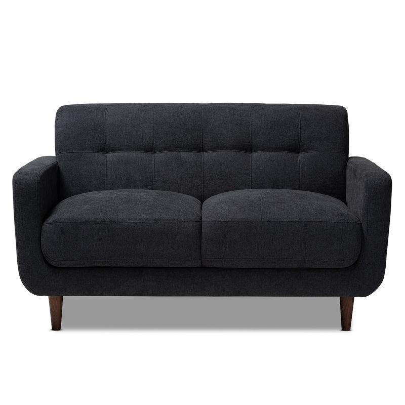 Koyu Gri Polyester Kumaşlı Kapitoneli İkili Koltuk - 142 cm - 206779