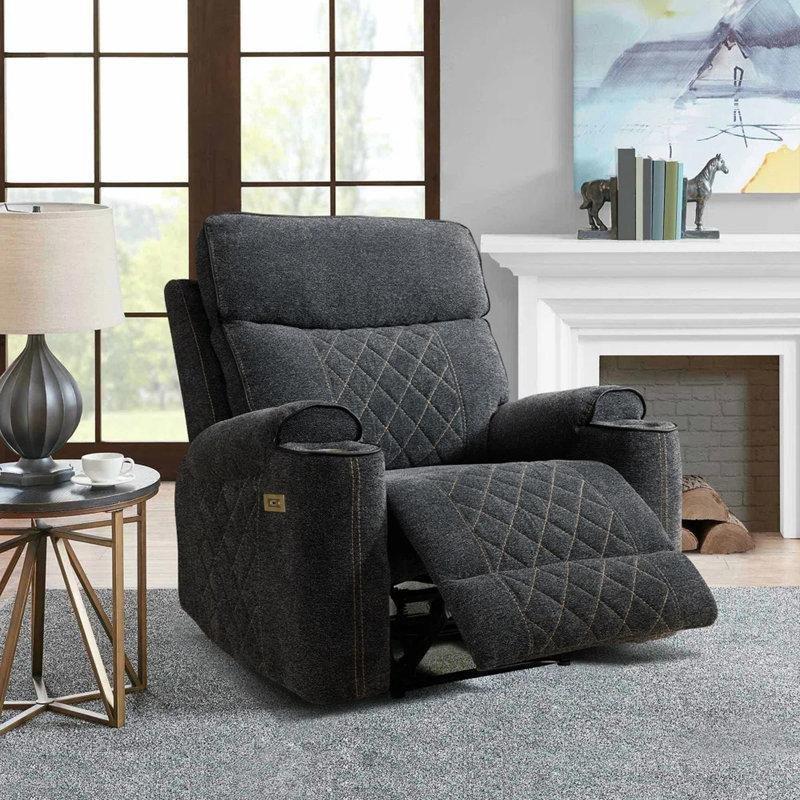 Koyu Gri Şönil Kumaş Elektrikli Mekanizmalı Orta Konsollu USB Portlu Koltuk Takımı - 190950