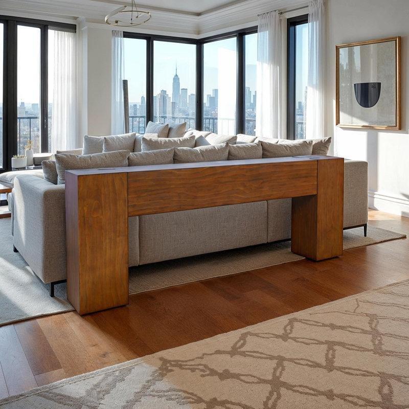 Koyu Kahverengi Ahşap Kırlangıç Kuyruğu Detaylı Koltuk Arkası Dresuar - 201 cm - 217426