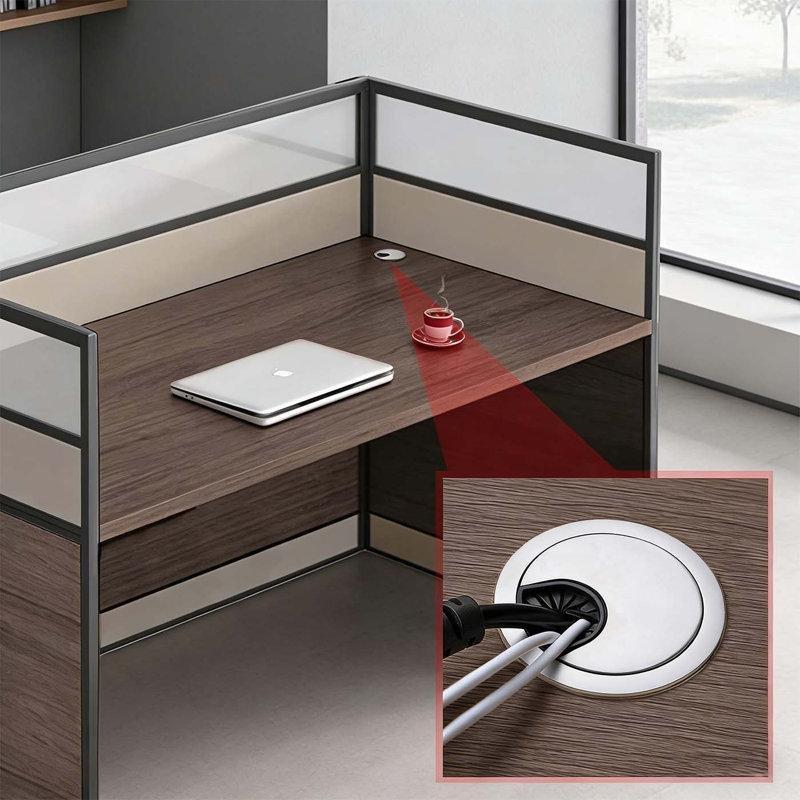 Koyu Kahverengi Ahşap ve Alüminyum Dört Kişilik Bölmeli Ofis Masası - 241x120 cm - 176848