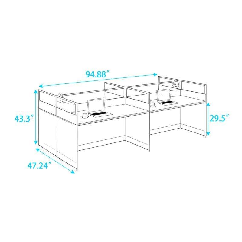 Koyu Kahverengi Ahşap ve Alüminyum Dört Kişilik Bölmeli Ofis Masası - 241x120 cm - 176848