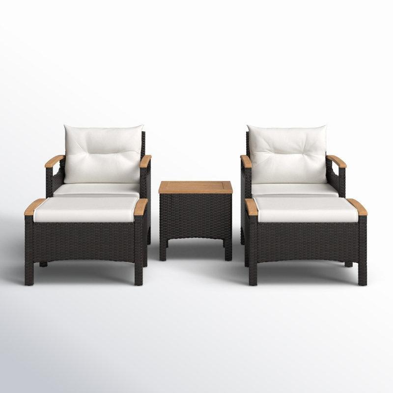 Koyu Kahverengi Akasya Ahşap ve Rattan Minderli 4 Kişilik Bahçe Takımı - 210227