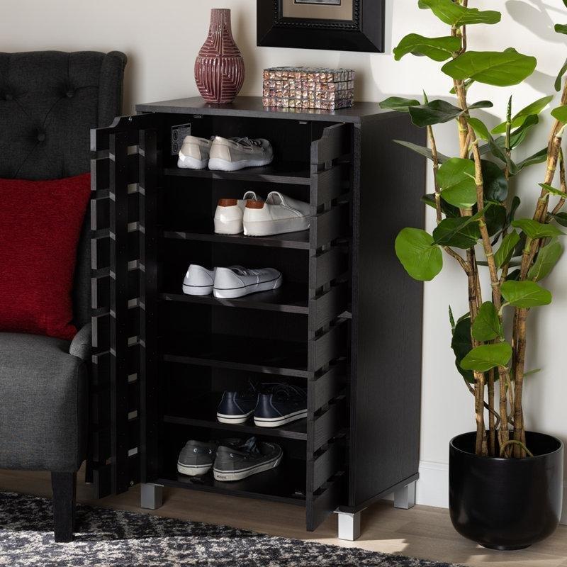 Koyu Kahverengi Endüstriyel Ahşap Kapaklı 18 Çift Kapasiteli Ayakkabılık - 98x59x36 cm - 229575