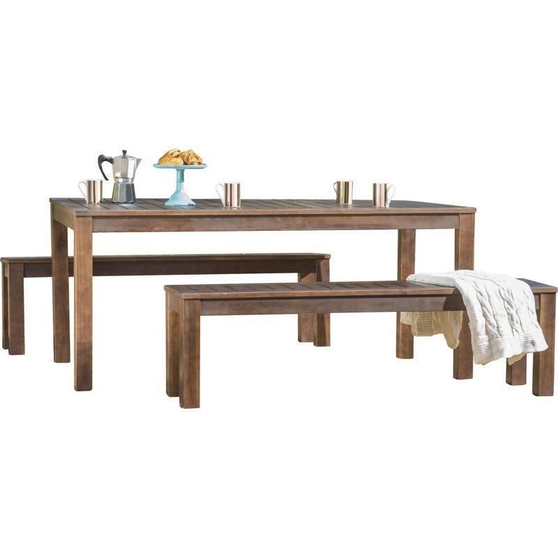Koyu Kahverengi Masif Akasya Latalı 4 Kişilik Bahçe Yemek Seti - 176x89 cm - 173372