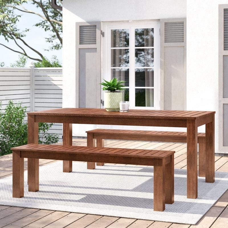 Koyu Kahverengi Masif Akasya Latalı 4 Kişilik Bahçe Yemek Seti - 176x89 cm - 173372