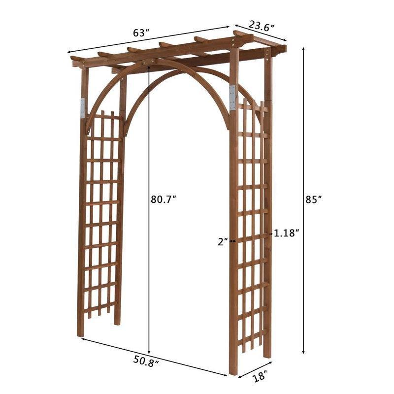 Koyu Kahverengi Masif Köknar Ağacı Düz Çatılı UV Korumalı Bahçe Kemeri - 160x60x216 cm - 178780