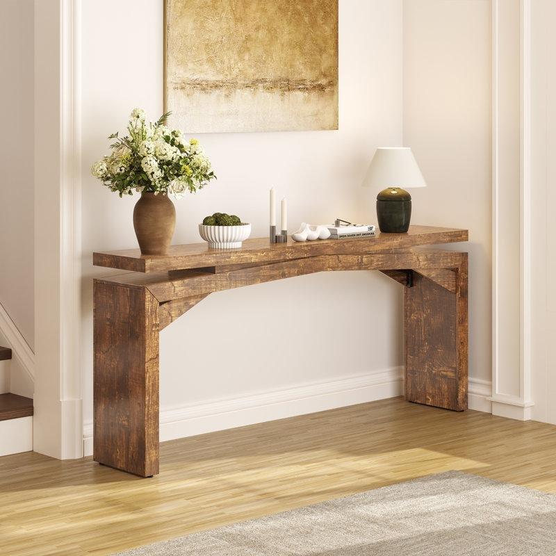 Koyu Kahverengi MDF Çapraz Ayaklı Uzun Koltuk Arkası Dresuar - 180 cm - 217689