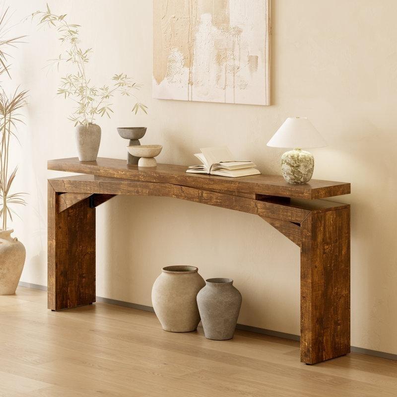 Koyu Kahverengi MDF Çapraz Ayaklı Uzun Koltuk Arkası Dresuar - 180 cm - 217689