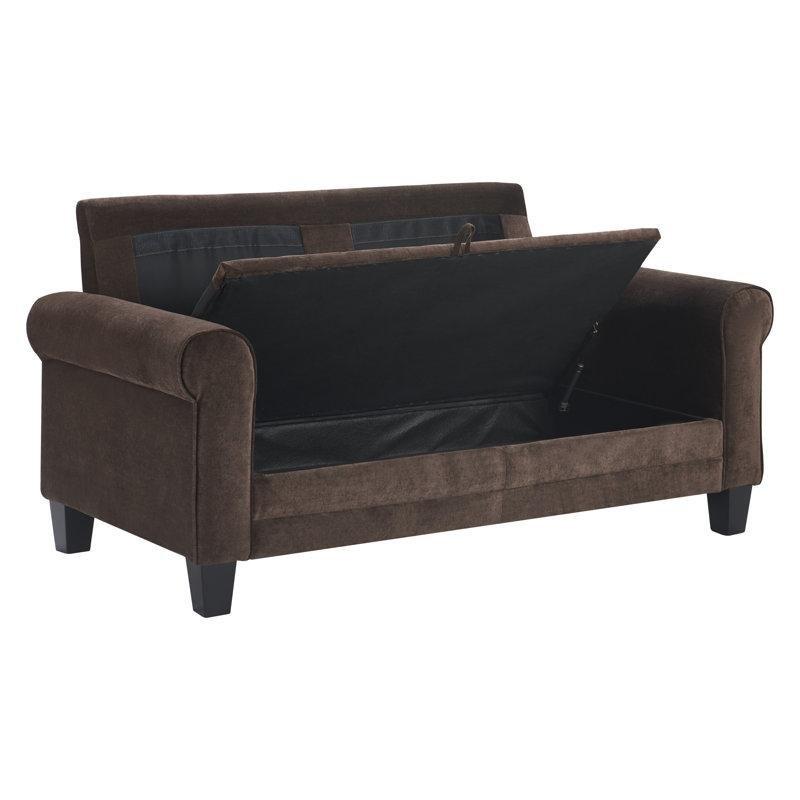 Koyu Kahverengi Mikrofiber Kumaş Sandıklı İkili Koltuk - 154 cm - 207732