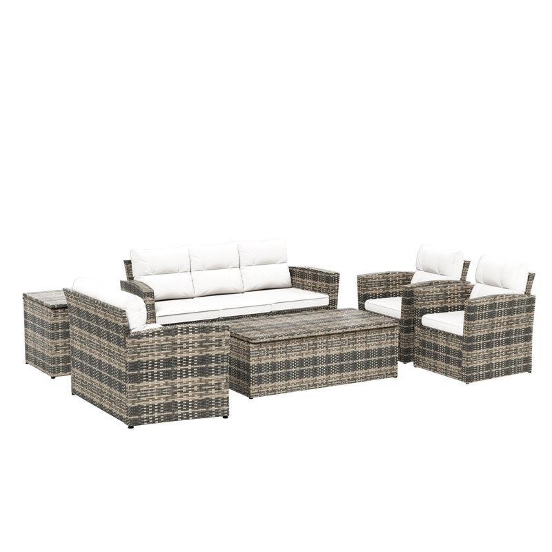 Koyu Kahverengi Rattan Depolamalı 7 Kişilik Bahçe Takımı - 211381